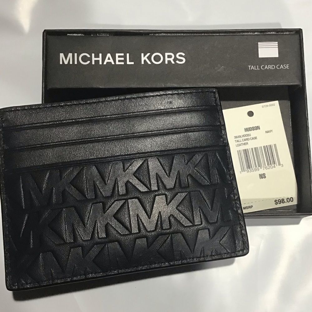 Michael Kors LEATHER Men's Tall Embossed  Leather Card Case